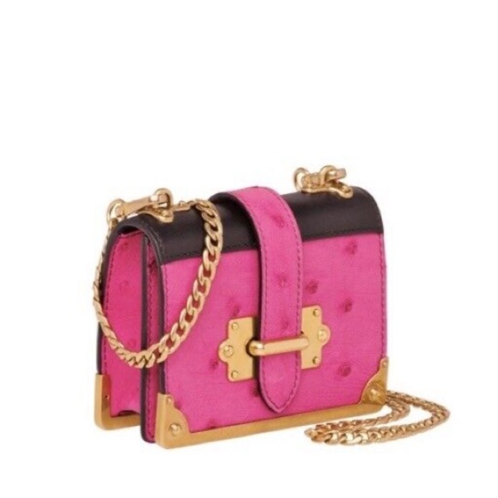 Prada Micro Mini Cahier Shoulder Bag in Fuchsia Pink/Black